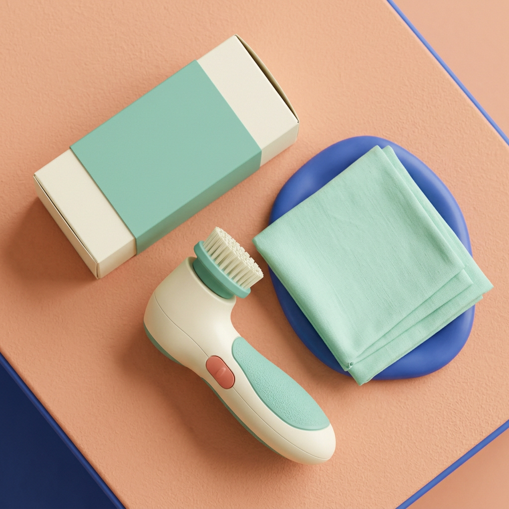 Handheld Electric Cleaning Brush Concept — Seafoam & Ivory Detail-Care Design for Thoughtful Sink-Side Routines and Small-Space Home Resets