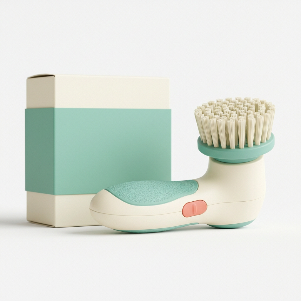 Handheld Electric Cleaning Brush Concept — Seafoam & Ivory Detail-Care Design for Thoughtful Sink-Side Routines and Small-Space Home Resets