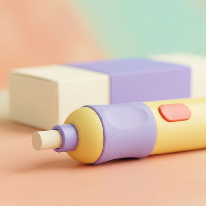 Electric Eraser Concept — Butter-Yellow & Lavender Pen-Style Design for Sketchbook Revisions, Graphite Studies & Colorful Creative Desks