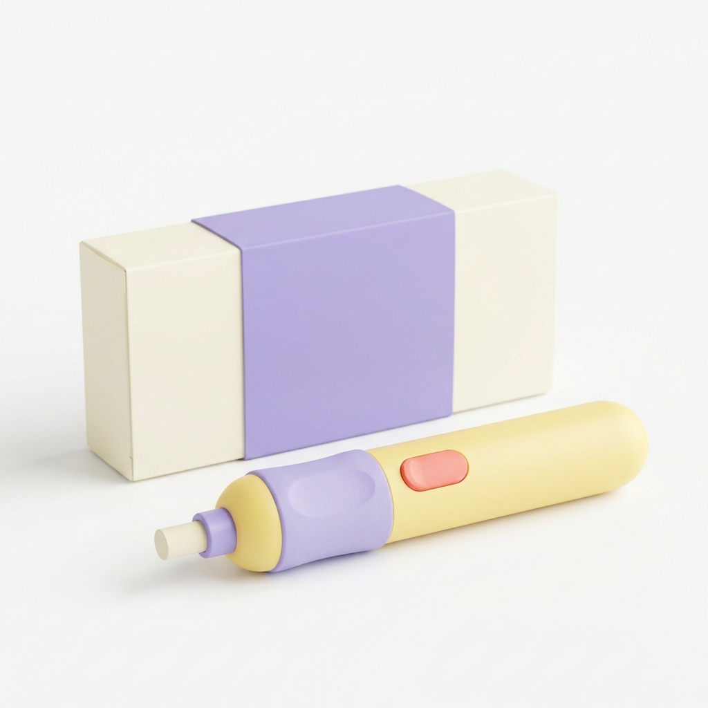Electric Eraser Concept — Butter-Yellow & Lavender Pen-Style Design for Sketchbook Revisions, Graphite Studies & Colorful Creative Desks