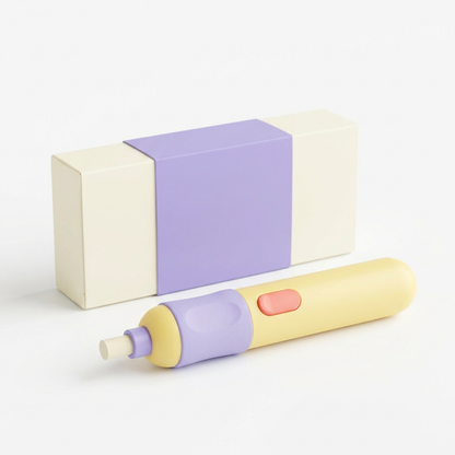 Electric Eraser Concept — Butter-Yellow & Lavender Pen-Style Design for Sketchbook Revisions, Graphite Studies & Colorful Creative Desks