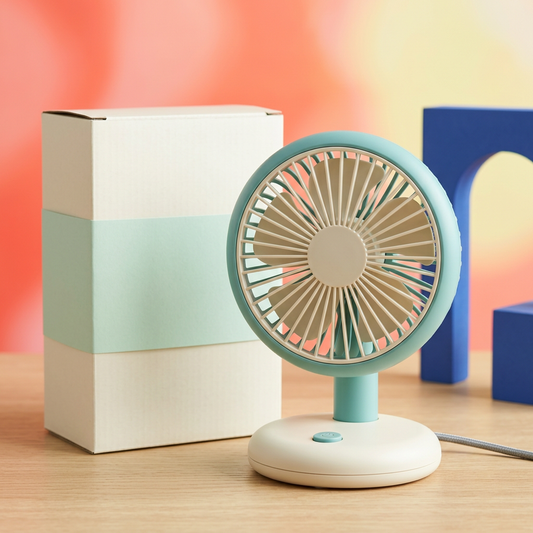 Mint & Cream USB Desktop Fan — A Colorful Personal Desk Companion for Home Offices, Study Corners & Everyday Spaces