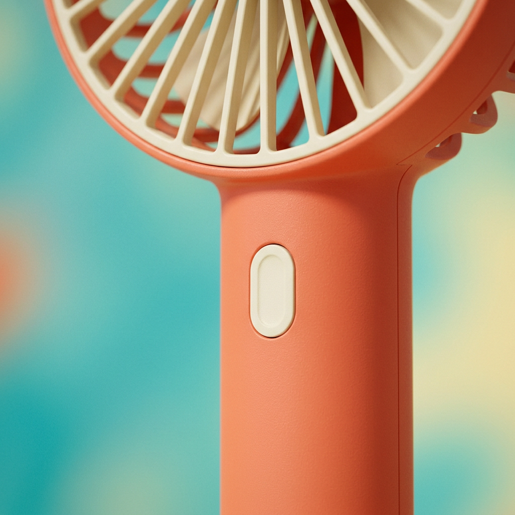 Coral & Cream Handheld Mini Fan — A Bright Personal Fan Concept for Commuting, Café Breaks & Everyday Outings
