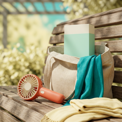 Coral & Cream Handheld Mini Fan — A Bright Personal Fan Concept for Commuting, Café Breaks & Everyday Outings