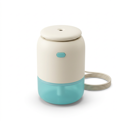 Cream & Aqua Mini USB Desktop Humidifier — A Colorful Compact Design Concept for Thoughtfully Arranged Desks & Living Spaces