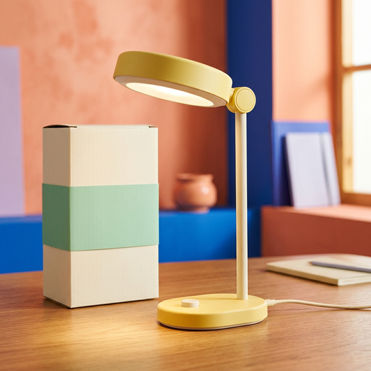 Lemon & Cream USB Desk Lamp — A Cheerful Oval-Head Lighting Concept for Reading Corners, Study Desks & Creative Workspaces