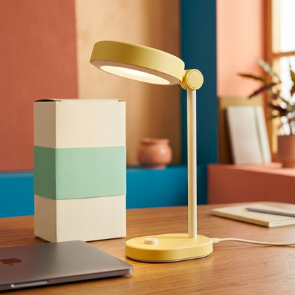 Lemon & Cream USB Desk Lamp — A Cheerful Oval-Head Lighting Concept for Reading Corners, Study Desks & Creative Workspaces
