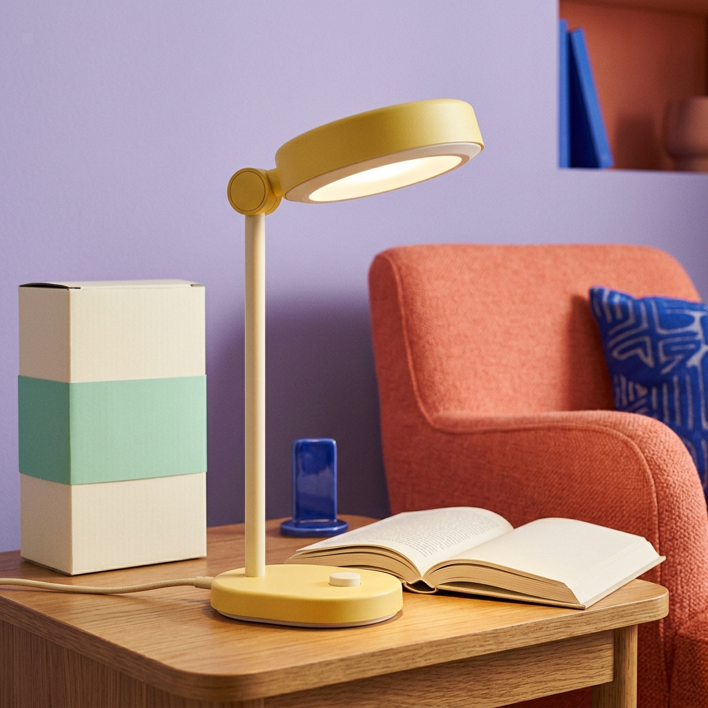 Lemon & Cream USB Desk Lamp — A Cheerful Oval-Head Lighting Concept for Reading Corners, Study Desks & Creative Workspaces