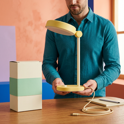 Lemon & Cream USB Desk Lamp — A Cheerful Oval-Head Lighting Concept for Reading Corners, Study Desks & Creative Workspaces