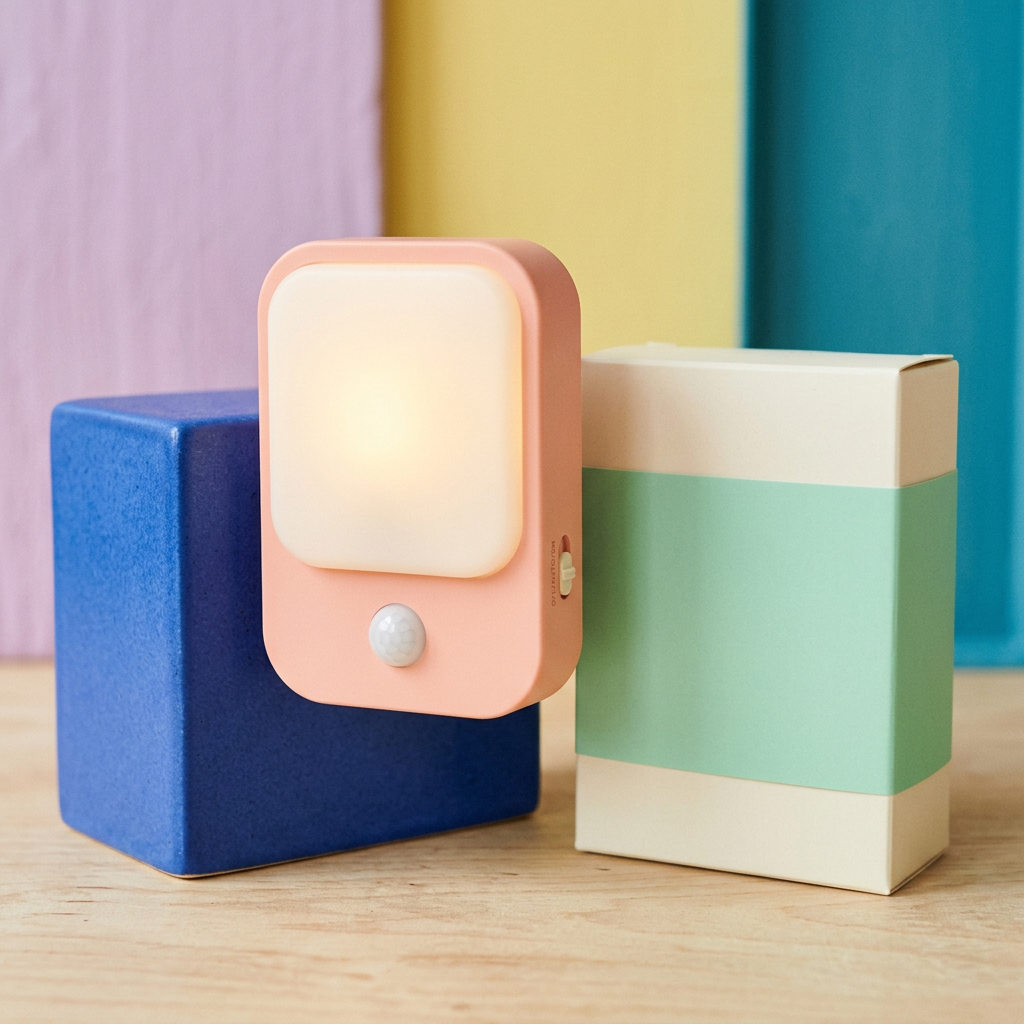Peach & Cream Motion-Sensor Night Light — A Rounded Accent-Lighting Concept for Hallways, Wardrobe Corners & Everyday Home Spaces