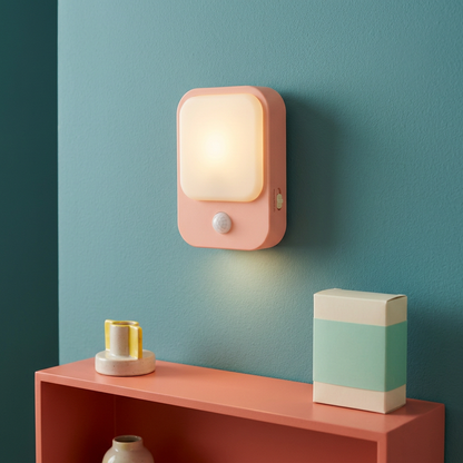 Peach & Cream Motion-Sensor Night Light — A Rounded Accent-Lighting Concept for Hallways, Wardrobe Corners & Everyday Home Spaces