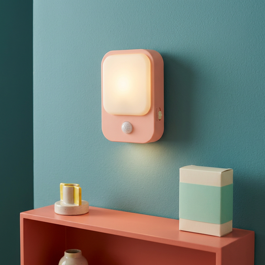 Peach & Cream Motion-Sensor Night Light — A Rounded Accent-Lighting Concept for Hallways, Wardrobe Corners & Everyday Home Spaces