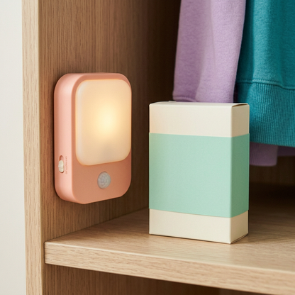 Peach & Cream Motion-Sensor Night Light — A Rounded Accent-Lighting Concept for Hallways, Wardrobe Corners & Everyday Home Spaces