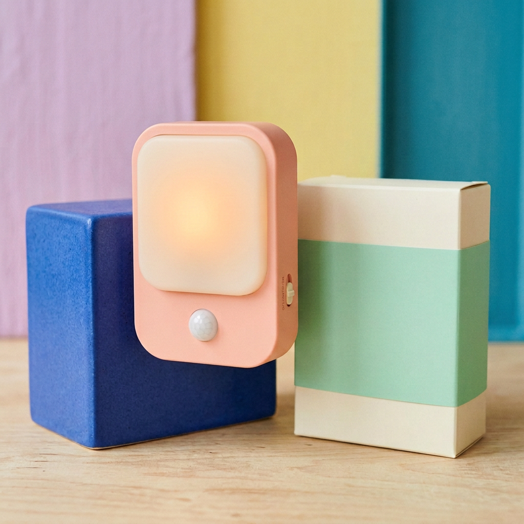 Peach & Cream Motion-Sensor Night Light — A Rounded Accent-Lighting Concept for Hallways, Wardrobe Corners & Everyday Home Spaces