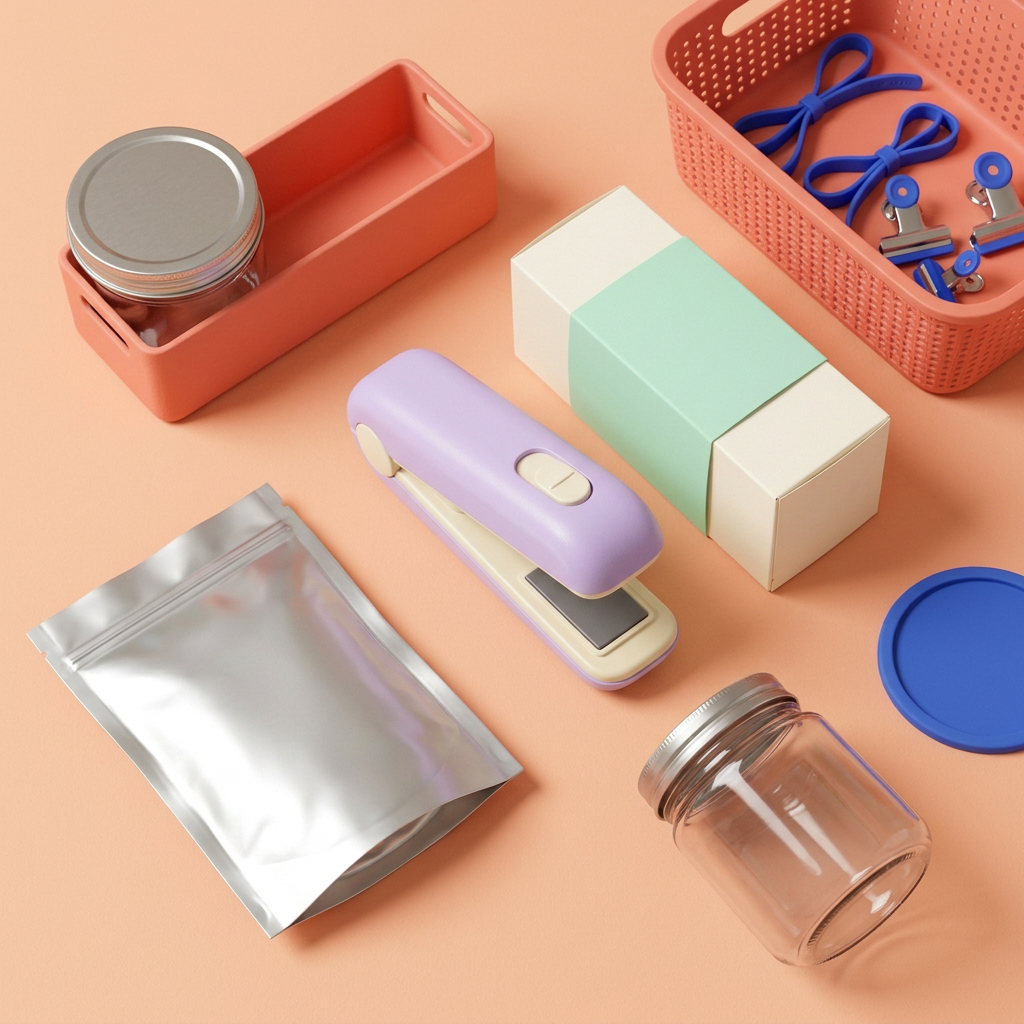 Lavender & Cream Mini Electric Bag Sealer — A Compact Handheld Heat-Sealing Concept for Thoughtful Snack-Cupboard Organization