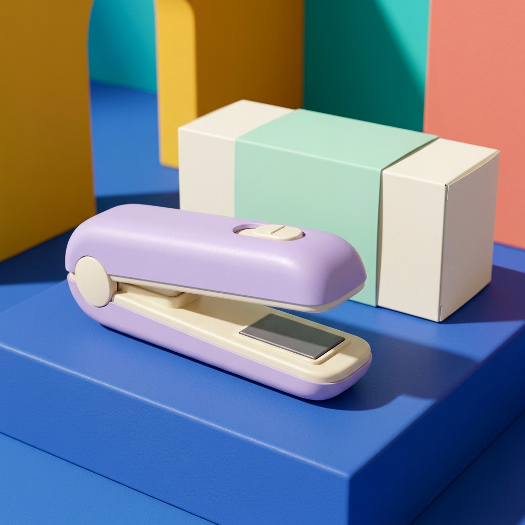 Lavender & Cream Mini Electric Bag Sealer — A Compact Handheld Heat-Sealing Concept for Thoughtful Snack-Cupboard Organization