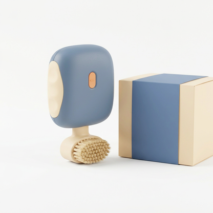 Mini Electric Shoe Brush Concept — Dusty-Blue & Ivory Footwear-Care Design for Entryway Reset Rituals, Considered Detail Work & Everyday Shoe-Care Stations
